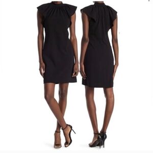 Calvin Klein Mock Neck Ruffle Sleeve Sheath Dress, NWT